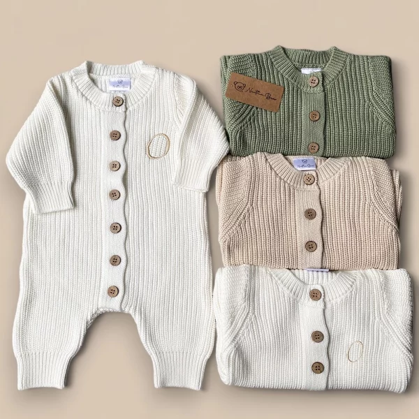 Personalised Organic Cotton Knitted Baby Sleep Suit